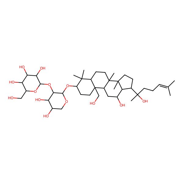 2D Structure of (2S,3R,4S,5S,6R)-2-[(2S,3R,4S,5S)-4,5-dihydroxy-2-[[12-hydroxy-10-(hydroxymethyl)-17-(2-hydroxy-6-methylhept-5-en-2-yl)-4,4,8,14-tetramethyl-2,3,5,6,7,9,11,12,13,15,16,17-dodecahydro-1H-cyclopenta[a]phenanthren-3-yl]oxy]oxan-3-yl]oxy-6-(hydroxymethyl)oxane-3,4,5-triol