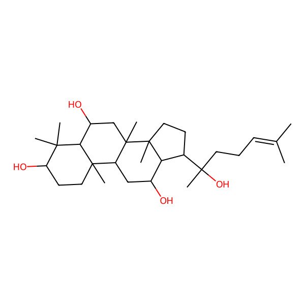 2D Structure of (3S,5S,6S,8S,9S,10R,12R,13S,14R)-17-[(2R)-2-hydroxy-6-methylhept-5-en-2-yl]-4,4,8,10,14-pentamethyl-2,3,5,6,7,9,11,12,13,15,16,17-dodecahydro-1H-cyclopenta[a]phenanthrene-3,6,12-triol