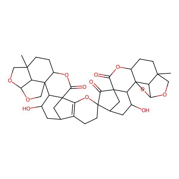 2D Structure of (1S,1'S,2S,3R,4'S,5S,6S,7'R,8S,10'S,11S,13'S,14R,14'S,15'R,17S,17'S,20R,25'R)-3,15'-dihydroxy-7',14-dimethylspiro[10,16,18-trioxahexacyclo[12.5.1.15,8.01,11.02,8.017,20]henicosane-6,21'-3,9,11,22-tetraoxaheptacyclo[15.6.1.17,10.01,14.04,13.018,23.013,25]pentacos-18(23)-ene]-2',7,9-trione