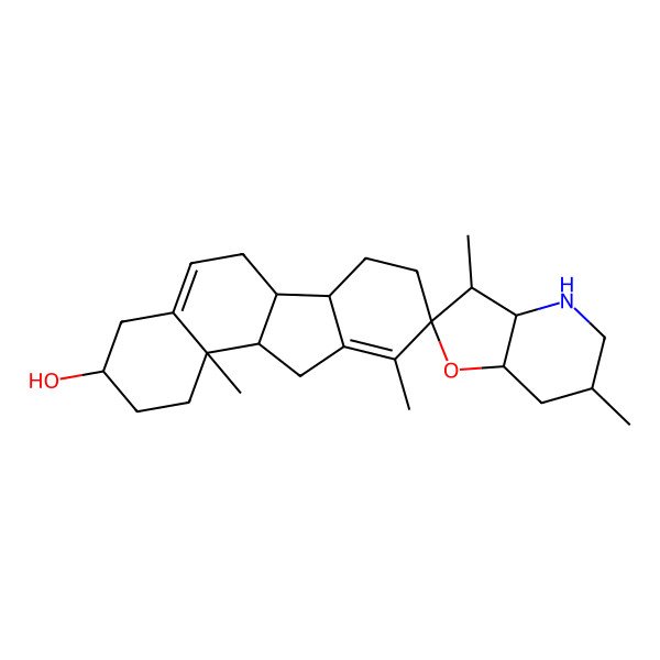 2D Structure of (3S,3'S,3'aS,6'S,6aS,6bS,7'aR,9R,11aS,11bR)-3',6',10,11b-tetramethylspiro[2,3,4,6,6a,6b,7,8,11,11a-decahydro-1H-benzo[a]fluorene-9,2'-3a,4,5,6,7,7a-hexahydro-3H-furo[3,2-b]pyridine]-3-ol