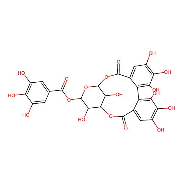 2D Structure of (1S,18R,20S,21S,22S)-6,7,8,11,12,13,21,22-octahydroxy-3,16-dioxo-2,17,19-trioxatetracyclo[16.3.1.0^{4,9}.0^{10,15}]docosa-4(9),5,7,10,12,14-hexaen-20-yl 3,4,5-trihydroxybenzoate