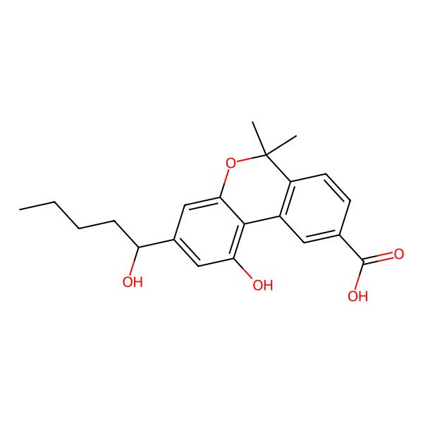 2D Structure of 6H-Dibenzo(b,d)pyran-9-carboxylic acid, 1-hydroxy-3-(1-hydroxypentyl)-6,6-dimethyl- 2D Structure of 6H-Dibenzo(b,d)pyran-9-carboxylic acid, 1-hydroxy-3-(1-hydroxypentyl)-6,6-dimethyl-