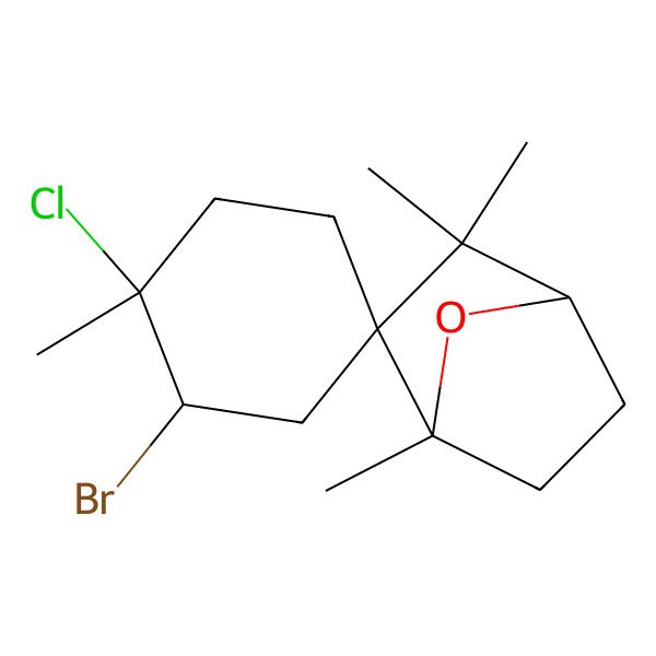 2D Structure of (6R)-8beta-Bromo-9alpha-chloro-1,1,5,9-tetramethyl-2beta,5beta-epoxyspiro[5.5]undecane