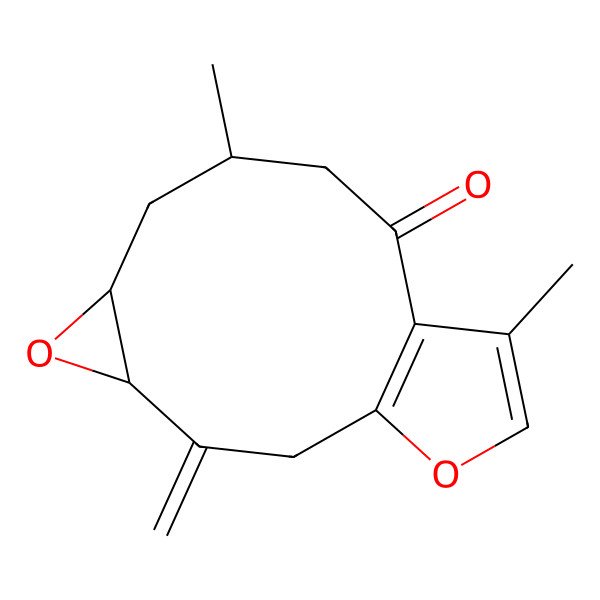 2D Structure of 1,2-Epoxy-10(14)-furanogermacren-6-one