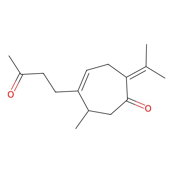 2D Structure of (6S)-6-methyl-5-(3-oxobutyl)-2-propan-2-ylidenecyclohept-4-en-1-one