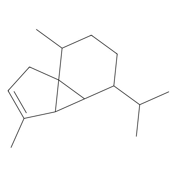 2D Structure of (6S,7R,10S)-4,10-dimethyl-7-propan-2-yltricyclo[4.4.0.01,5]dec-3-ene
