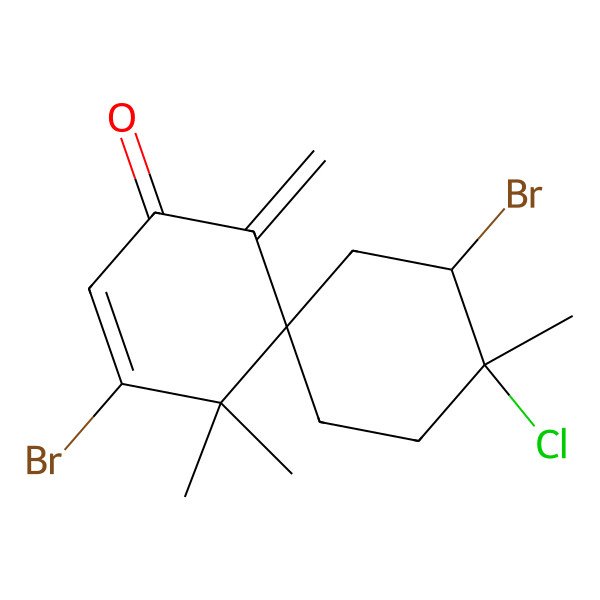 2D Structure of (6S,9S,10S)-4,10-dibromo-9-chloro-5,5,9-trimethyl-1-methylidenespiro[5.5]undec-3-en-2-one