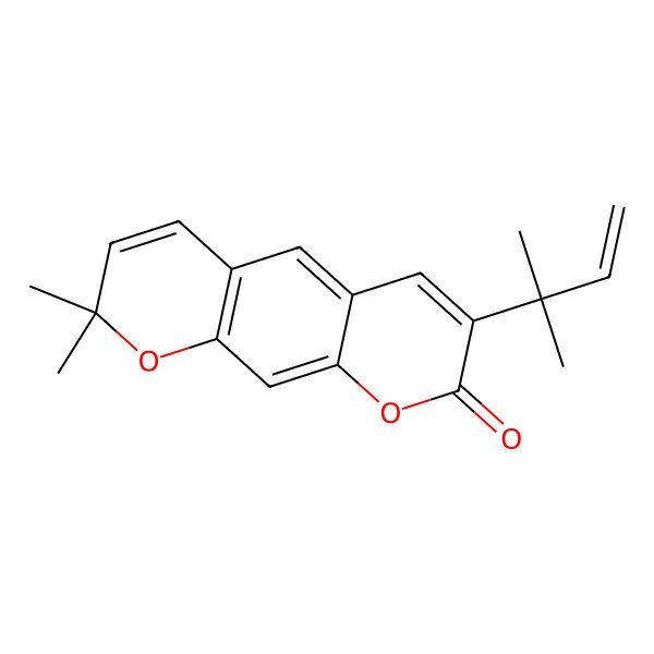 2D Structure of 7-(1,1-Dimethylallyl)-2,2-dimethyl-pyrano[3,2-g]chromen-8-one