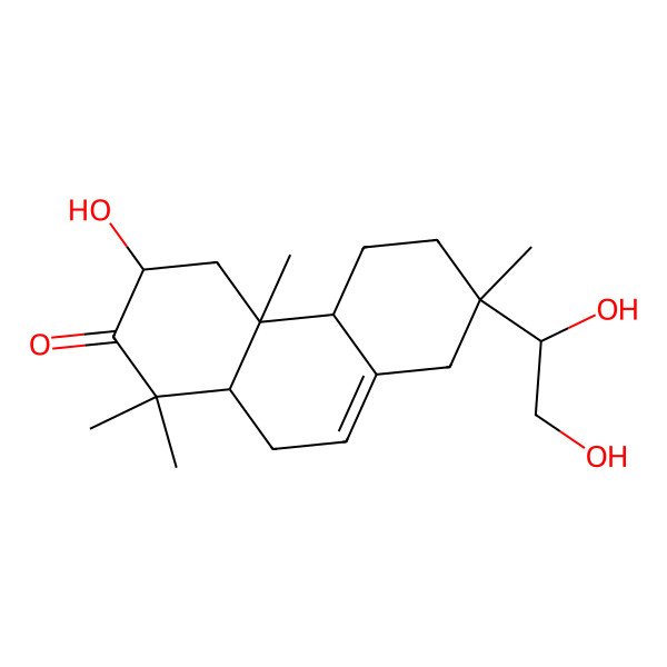 2D Structure of 7-(1,2-Dihydroxyethyl)-3-hydroxy-1,1,4a,7-tetramethyl-3,4,4b,5,6,8,10,10a-octahydrophenanthren-2-one
