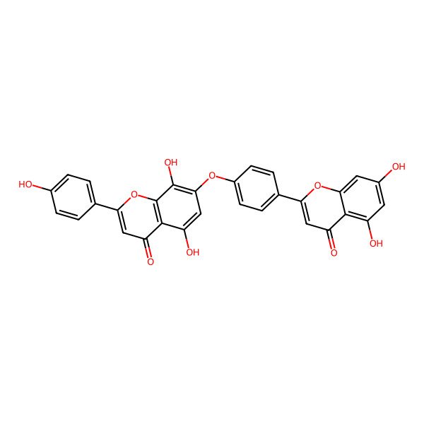 2D Structure of 7-[4-(5,7-Dihydroxy-4-oxochromen-2-yl)phenoxy]-5,8-dihydroxy-2-(4-hydroxyphenyl)chromen-4-one