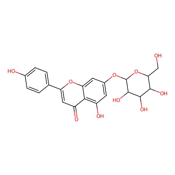 2D Structure of 7-(alpha-D-Glucopyranosyloxy)-5-hydroxy-2-(4-hydroxyphenyl)-4H-1-benzopyran-4-one