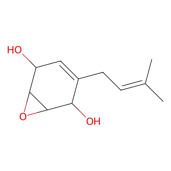 2D Structure of (1R,2R,5S,6S)-3-(3-methylbut-2-enyl)-7-oxabicyclo[4.1.0]hept-3-ene-2,5-diol