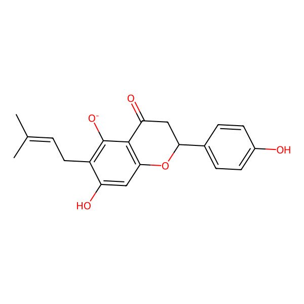 2D Structure of 7-Hydroxy-2-(4-hydroxyphenyl)-6-(3-methylbut-2-enyl)-4-oxo-2,3-dihydrochromen-5-olate 2D Structure of 7-Hydroxy-2-(4-hydroxyphenyl)-6-(3-methylbut-2-enyl)-4-oxo-2,3-dihydrochromen-5-olate