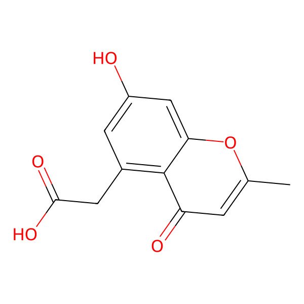 2D Structure of 7-Hydroxy-2-methyl-4-oxo-4H-1-benzopyran-5-acetic acid
