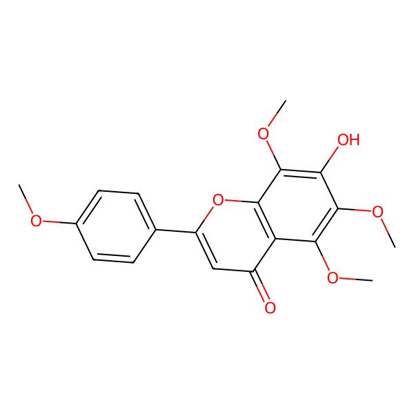 2D Structure of 7-Hydroxy-4',5,6,8-tetramethoxyflavone