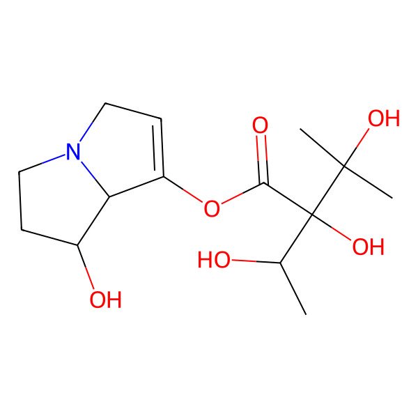 2D Structure of (7-hydroxy-5,6,7,8-tetrahydro-3H-pyrrolizin-1-yl) 2,3-dihydroxy-2-(1-hydroxyethyl)-3-methylbutanoate