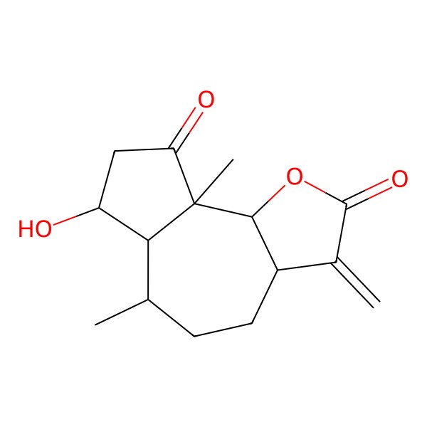 2D Structure of 7-Hydroxy-6,9a-dimethyl-3-methylene-decahydro-azuleno[4,5-b]furan-2,9-dione