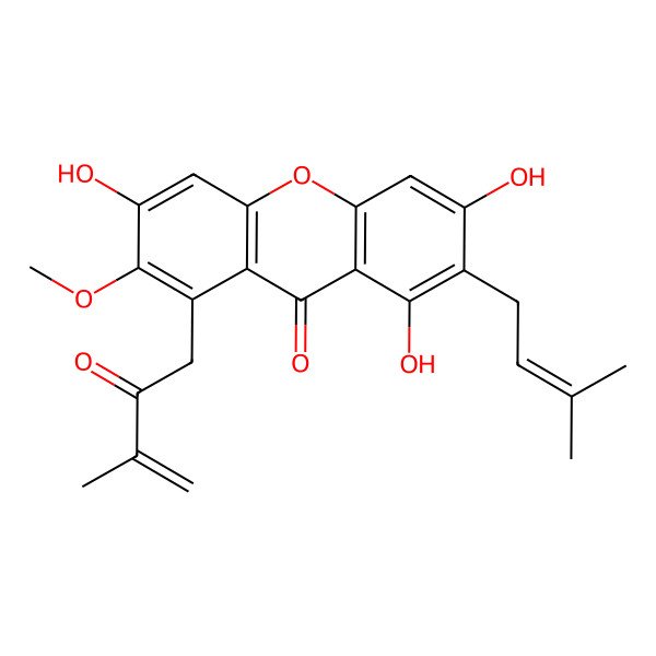 2D Structure of 7-Methoxy-2-(3-methyl-2-butenyl)-8-(3-methyl-2-oxo-3-butenyl)-1,3,6-trihydroxyxanthone