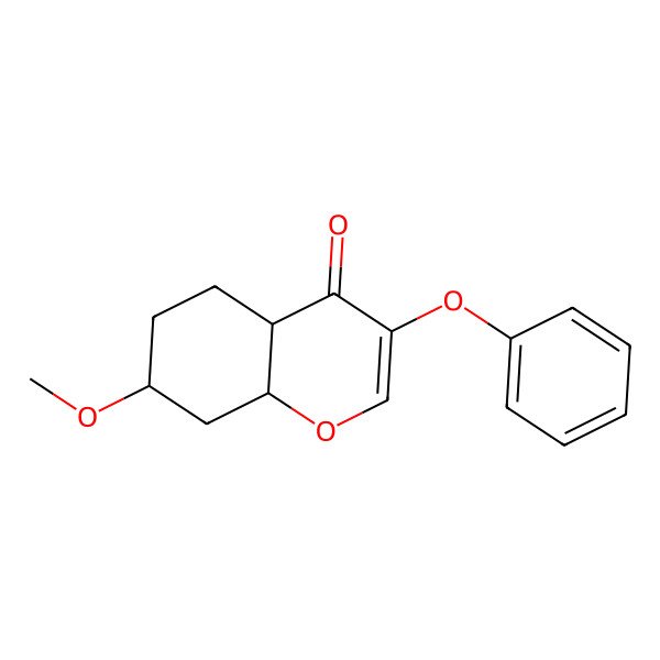 2D Structure of 7-Methoxy-3-phenoxy-4a,5,6,7,8,8a-hexahydrochromen-4-one