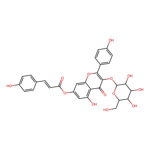 2D Structure of 7-O-(4-Hydroxycinnamoyl)astragalin