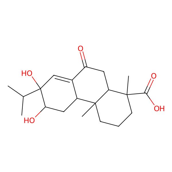 2D Structure of 7-Oxo-12alpha,13beta-dihydroxyabietane-8(14)-ene-18-oic acid