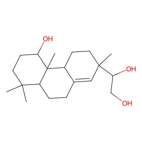 2D Structure of (1S)-1-[(2S,4aR,4bR,5R,8aR)-5-hydroxy-2,4b,8,8-tetramethyl-4,4a,5,6,7,8a,9,10-octahydro-3H-phenanthren-2-yl]ethane-1,2-diol