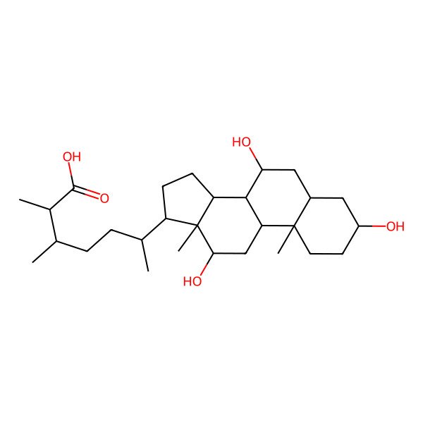 2D Structure of 2,3-dimethyl-6-[(5S,10S,13R)-3,7,12-trihydroxy-10,13-dimethyl-2,3,4,5,6,7,8,9,11,12,14,15,16,17-tetradecahydro-1H-cyclopenta[a]phenanthren-17-yl]heptanoic acid