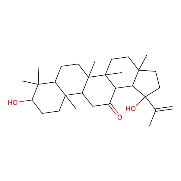 2D Structure of (3aS,5bR,9S,11aR)-1,9-dihydroxy-3a,5a,5b,8,8,11a-hexamethyl-1-prop-1-en-2-yl-2,3,4,5,6,7,7a,9,10,11,11b,12,13a,13b-tetradecahydrocyclopenta[a]chrysen-13-one