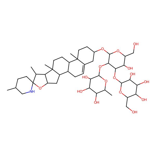 2D Structure of (2S,3R,4R,5R,6S)-2-[(2R,3R,4S,5S,6R)-5-hydroxy-6-(hydroxymethyl)-2-[(1S,2S,4S,5'R,6R,7S,8R,9S,12S,13R,16S)-5',7,9,13-tetramethylspiro[5-oxapentacyclo[10.8.0.02,9.04,8.013,18]icos-18-ene-6,2'-piperidine]-16-yl]oxy-4-[(2S,3R,4R,5S,6R)-3,4,5-trihydroxy-6-(hydroxymethyl)oxan-2-yl]oxyoxan-3-yl]oxy-6-methyloxane-3,4,5-triol