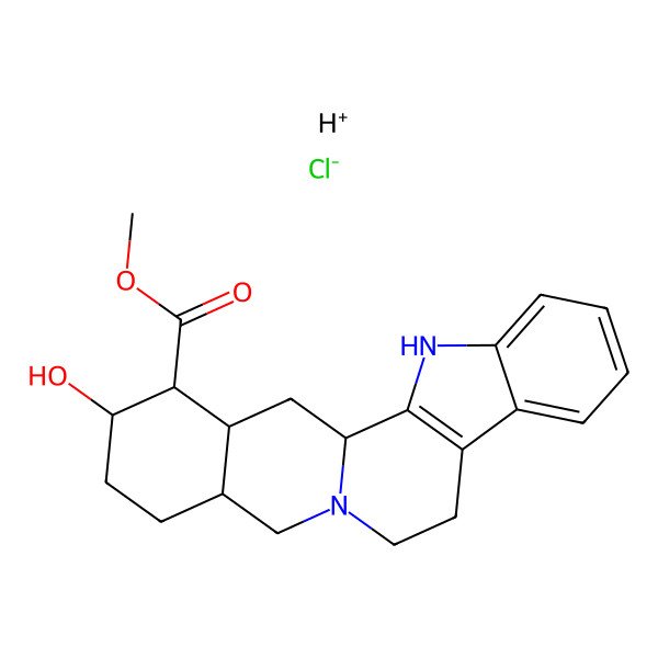 2D Structure of Hydron;methyl 18-hydroxy-1,3,11,12,14,15,16,17,18,19,20,21-dodecahydroyohimban-19-carboxylate;chloride 2D Structure of Hydron;methyl 18-hydroxy-1,3,11,12,14,15,16,17,18,19,20,21-dodecahydroyohimban-19-carboxylate;chloride