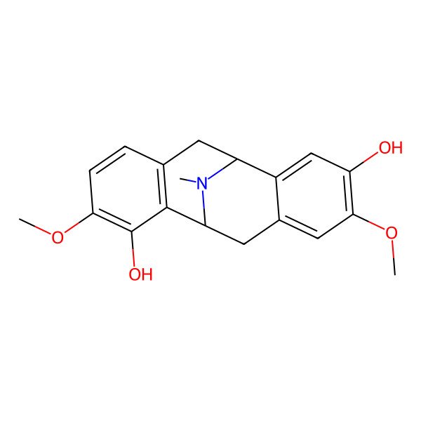 2D Structure of (1S,9S)-4,13-dimethoxy-17-methyl-17-azatetracyclo[7.7.1.02,7.010,15]heptadeca-2(7),3,5,10,12,14-hexaene-3,12-diol