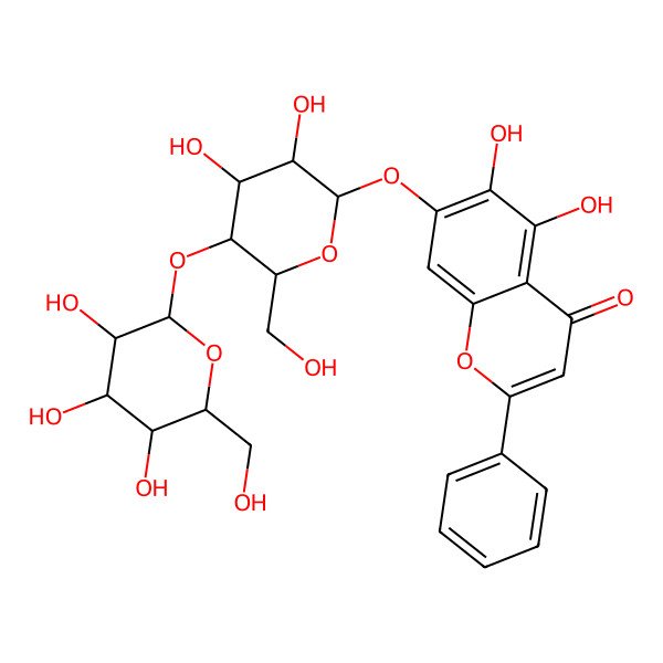 2D Structure of 7-[(2S,3R,4R,5S,6R)-3,4-dihydroxy-6-(hydroxymethyl)-5-[(2S,3R,4S,5S,6R)-3,4,5-trihydroxy-6-(hydroxymethyl)oxan-2-yl]oxyoxan-2-yl]oxy-5,6-dihydroxy-2-phenylchromen-4-one