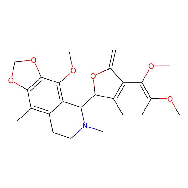 2D Structure of 5-[(1S)-4,5-dimethoxy-3-methylidene-1H-2-benzofuran-1-yl]-4-methoxy-6,9-dimethyl-7,8-dihydro-5H-[1,3]dioxolo[4,5-g]isoquinoline