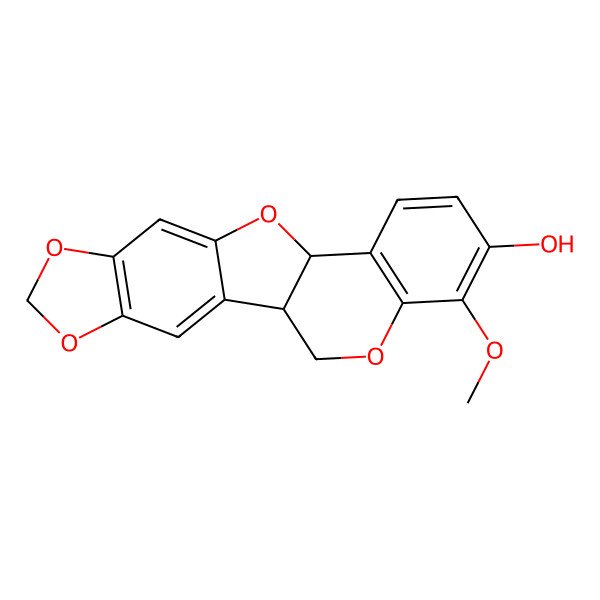 2D Structure of (1R,12R)-17-methoxy-5,7,11,19-tetraoxapentacyclo[10.8.0.02,10.04,8.013,18]icosa-2,4(8),9,13(18),14,16-hexaen-16-ol