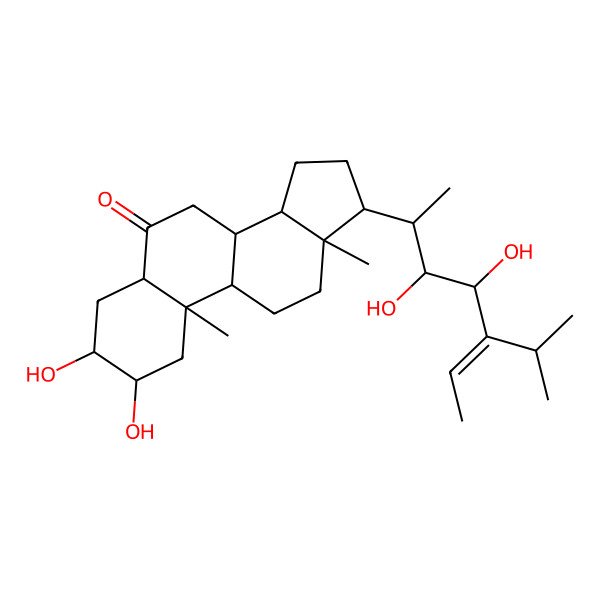 2D Structure of (2R,3S,5S,8S,9S,10R,13S,14S,17R)-17-[(E,2S,3R,4R)-3,4-dihydroxy-5-propan-2-ylhept-5-en-2-yl]-2,3-dihydroxy-10,13-dimethyl-1,2,3,4,5,7,8,9,11,12,14,15,16,17-tetradecahydrocyclopenta[a]phenanthren-6-one