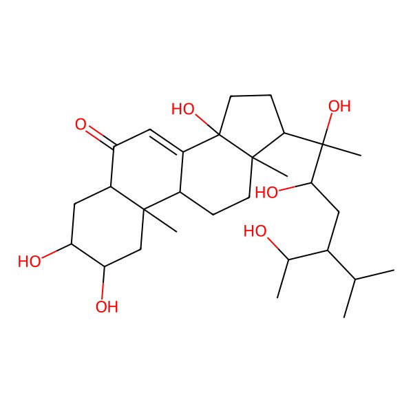 2D Structure of (2S,3R,5R,10R,13R,17S)-17-[(2R)-2,3-dihydroxy-5-(1-hydroxyethyl)-6-methylheptan-2-yl]-2,3,14-trihydroxy-10,13-dimethyl-2,3,4,5,9,11,12,15,16,17-decahydro-1H-cyclopenta[a]phenanthren-6-one