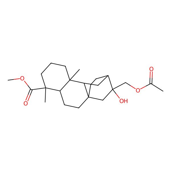2D Structure of methyl (1S,4S,5R,9S,10R,12S,13R)-13-(acetyloxymethyl)-13-hydroxy-5,9-dimethyltetracyclo[10.2.2.01,10.04,9]hexadecane-5-carboxylate