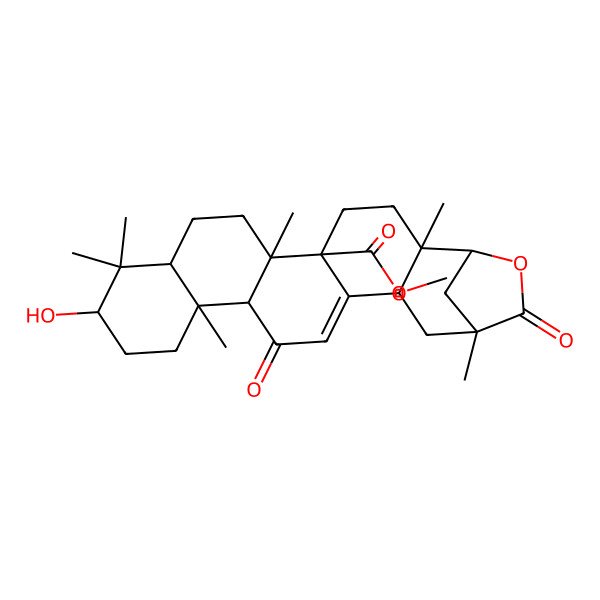 2D Structure of Methyl 11-hydroxy-2,6,10,10,14,21-hexamethyl-16,22-dioxo-23-oxahexacyclo[19.2.1.02,19.05,18.06,15.09,14]tetracos-17-ene-5-carboxylate