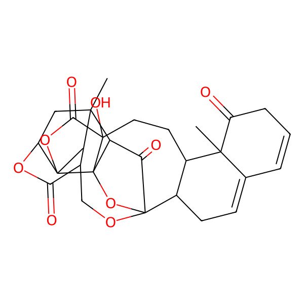 2D Structure of (1R,2S,5R,8S,9R,17R,18S,21R,24R,26S,27S)-5-hydroxy-2,9,26-trimethyl-3,19,23,28-tetraoxaoctacyclo[16.9.1.118,27.01,5.02,24.08,17.09,14.021,26]nonacosa-12,14-diene-4,10,22,29-tetrone
