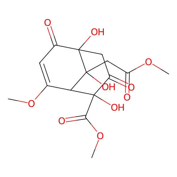 2D Structure of methyl (1S,2S,5R,9R)-2,5,9-trihydroxy-8-methoxy-9-(2-methoxy-2-oxoethyl)-3,6-dioxobicyclo[3.3.1]non-7-ene-2-carboxylate