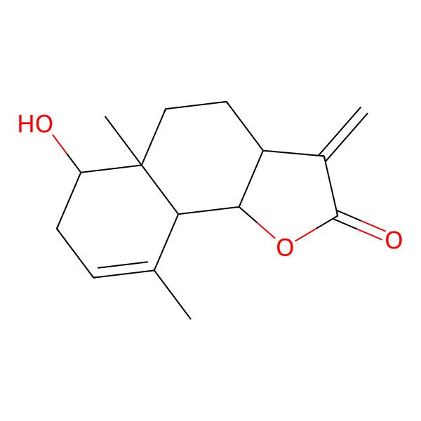 2D Structure of (3aS,5aS,6S,9aR,9bR)-6-hydroxy-5a,9-dimethyl-3-methylidene-4,5,6,7,9a,9b-hexahydro-3aH-benzo[g][1]benzofuran-2-one