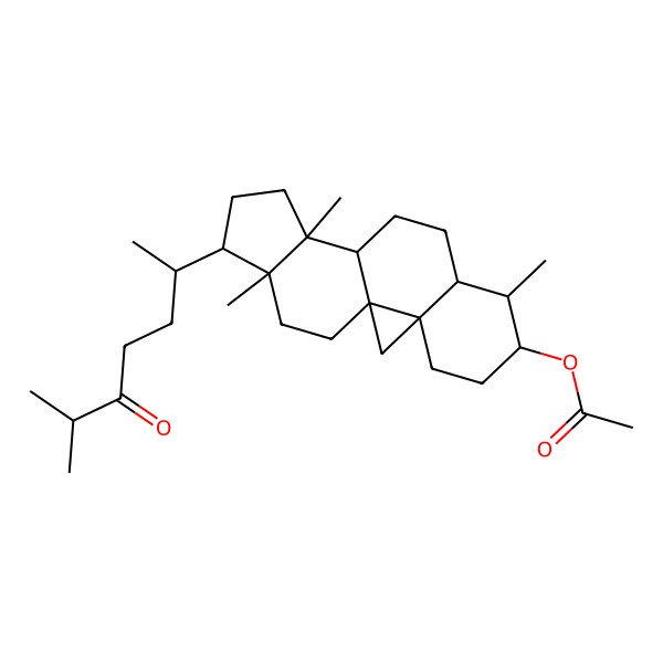 2D Structure of [(1S,3R,6R,7S,8S,11S,12S,15R,16R)-7,12,16-trimethyl-15-[(2R)-6-methyl-5-oxoheptan-2-yl]-6-pentacyclo[9.7.0.01,3.03,8.012,16]octadecanyl] acetate