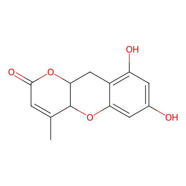 2D Structure of 7,9-dihydroxy-4-methyl-10,10a-dihydro-4aH-pyrano[3,2-b]chromen-2-one