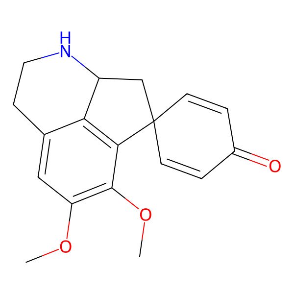 2D Structure of (4S)-10,11-dimethoxyspiro[5-azatricyclo[6.3.1.04,12]dodeca-1(12),8,10-triene-2,4'-cyclohexa-2,5-diene]-1'-one