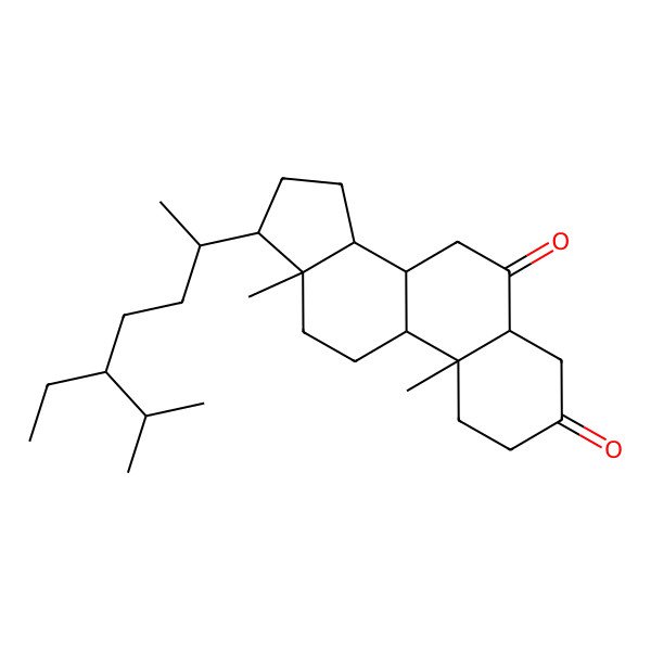 2D Structure of (10R,13R)-17-[(2R,5R)-5-ethyl-6-methylheptan-2-yl]-10,13-dimethyl-2,4,5,7,8,9,11,12,14,15,16,17-dodecahydro-1H-cyclopenta[a]phenanthrene-3,6-dione