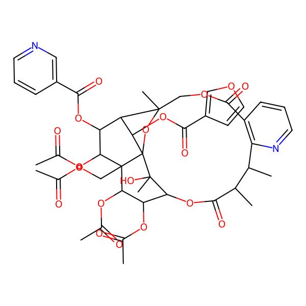 2D Structure of [(1S,3R,13S,14S,17S,18R,19R,20R,21S,22R,23R,24R)-18,19,21-triacetyloxy-20-(acetyloxymethyl)-24-(furan-3-carbonyloxy)-25-hydroxy-3,13,14,25-tetramethyl-6,15-dioxo-2,5,16-trioxa-11-azapentacyclo[15.7.1.01,20.03,23.07,12]pentacosa-7(12),8,10-trien-22-yl] pyridine-3-carboxylate