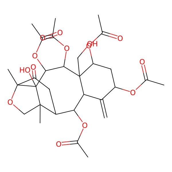 2D Structure of [(2R,3S,4R,5R,6S,8S,10R,11R,12R,15S)-3,4,6,11-tetraacetyloxy-2-hydroxy-5-(hydroxymethyl)-1,15-dimethyl-9-methylidene-14-oxo-16-oxatetracyclo[10.5.0.02,15.05,10]heptadecan-8-yl] acetate