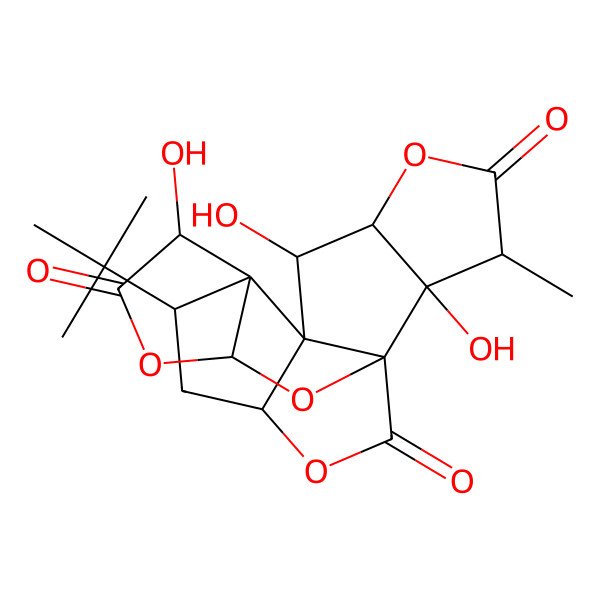 2D Structure of (1R,3R,6R,10R,13S,16S,17R)-8-tert-butyl-6,12,17-trihydroxy-16-methyl-2,4,14,19-tetraoxahexacyclo[8.7.2.01,11.03,7.07,11.013,17]nonadecane-5,15,18-trione