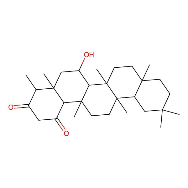 2D Structure of 7alpha-Hydroxy-D:A-friedooleanane-1,3-dione