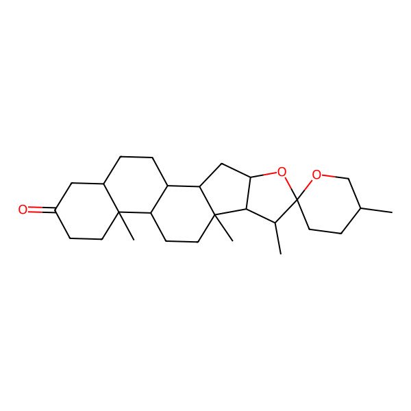 2D Structure of (4S,6R,7S,8R,9S,13S,18R)-5',7,9,13-tetramethylspiro[5-oxapentacyclo[10.8.0.02,9.04,8.013,18]icosane-6,2'-oxane]-16-one